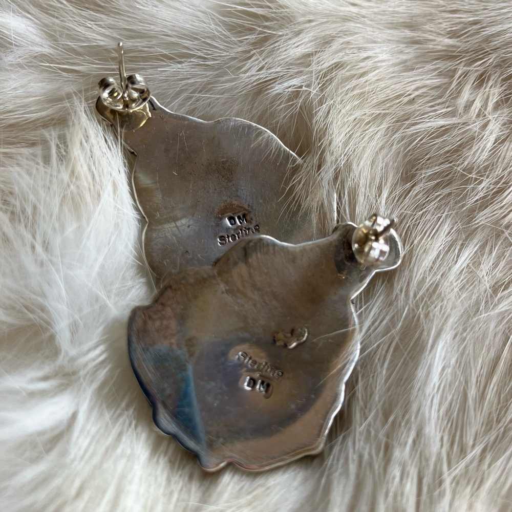 Handmade Sterling Silver Leaf Swirl Statement Earrings - Picture 3 of 4